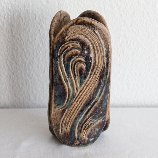 FRIDTJOF SEJERSEN Sejer Keramik Triangular Shaped Brown Glazed Unique Stoneware Vase Mollaris.com 
