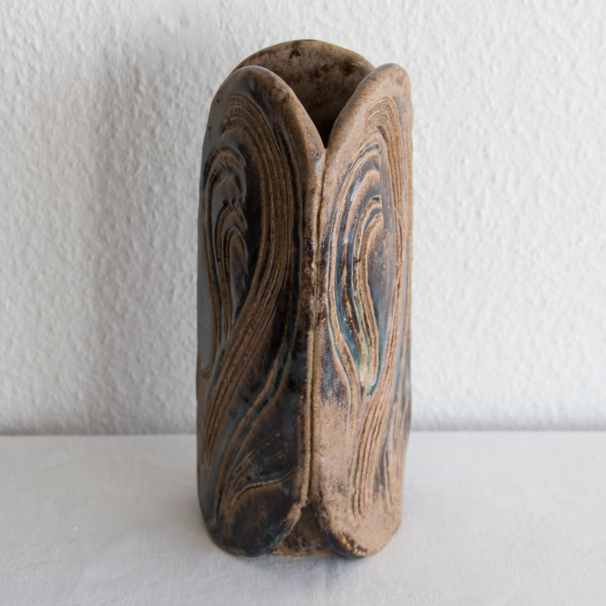 FRIDTJOF SEJERSEN Sejer Keramik Triangular Shaped Brown Glazed Unique Stoneware Vase Mollaris.com 