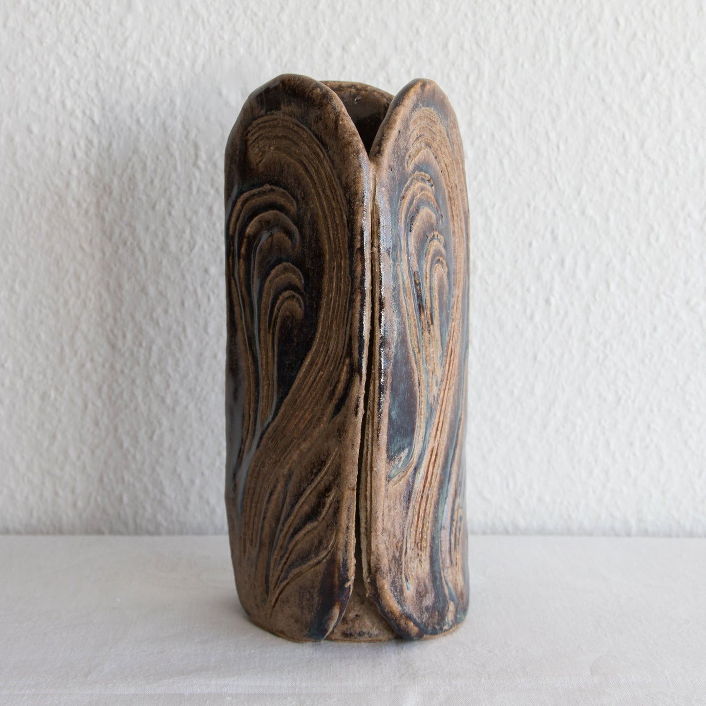 FRIDTJOF SEJERSEN Sejer Keramik Triangular Shaped Brown Glazed Unique Stoneware Vase Mollaris.com 