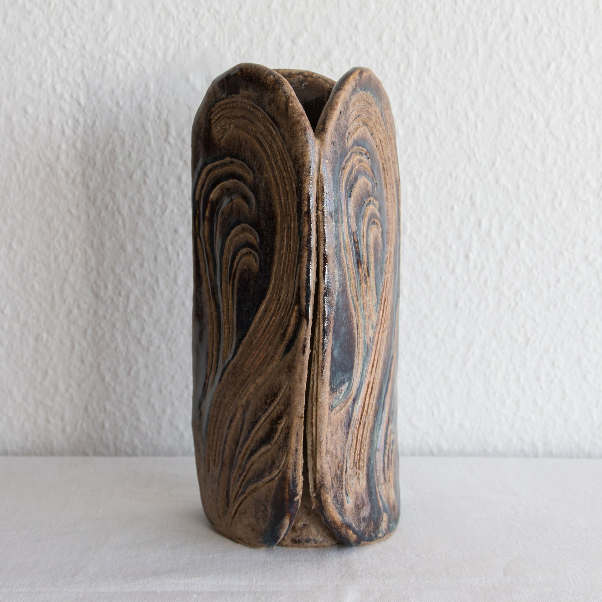 FRIDTJOF SEJERSEN Sejer Keramik Triangular Shaped Brown Glazed Unique Stoneware Vase Mollaris.com 