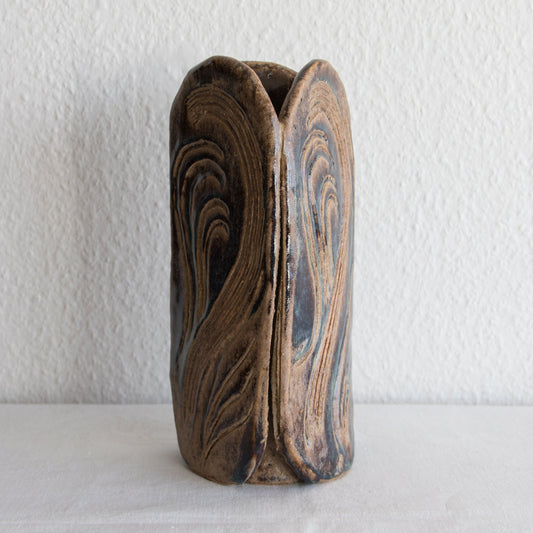 FRIDTJOF SEJERSEN Sejer Keramik Triangular Shaped Brown Glazed Unique Stoneware Vase Mollaris.com 