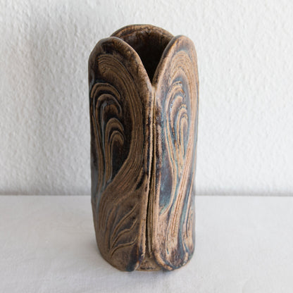 FRIDTJOF SEJERSEN Sejer Keramik Triangular Shaped Brown Glazed Unique Stoneware Vase Mollaris.com 