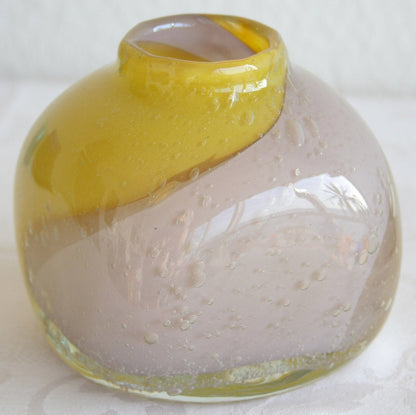HANNA HELLUM Randsfjord Square Yellow White Glass Vase Mollaris.com 