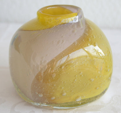 HANNA HELLUM Randsfjord Square Yellow White Glass Vase Mollaris.com 