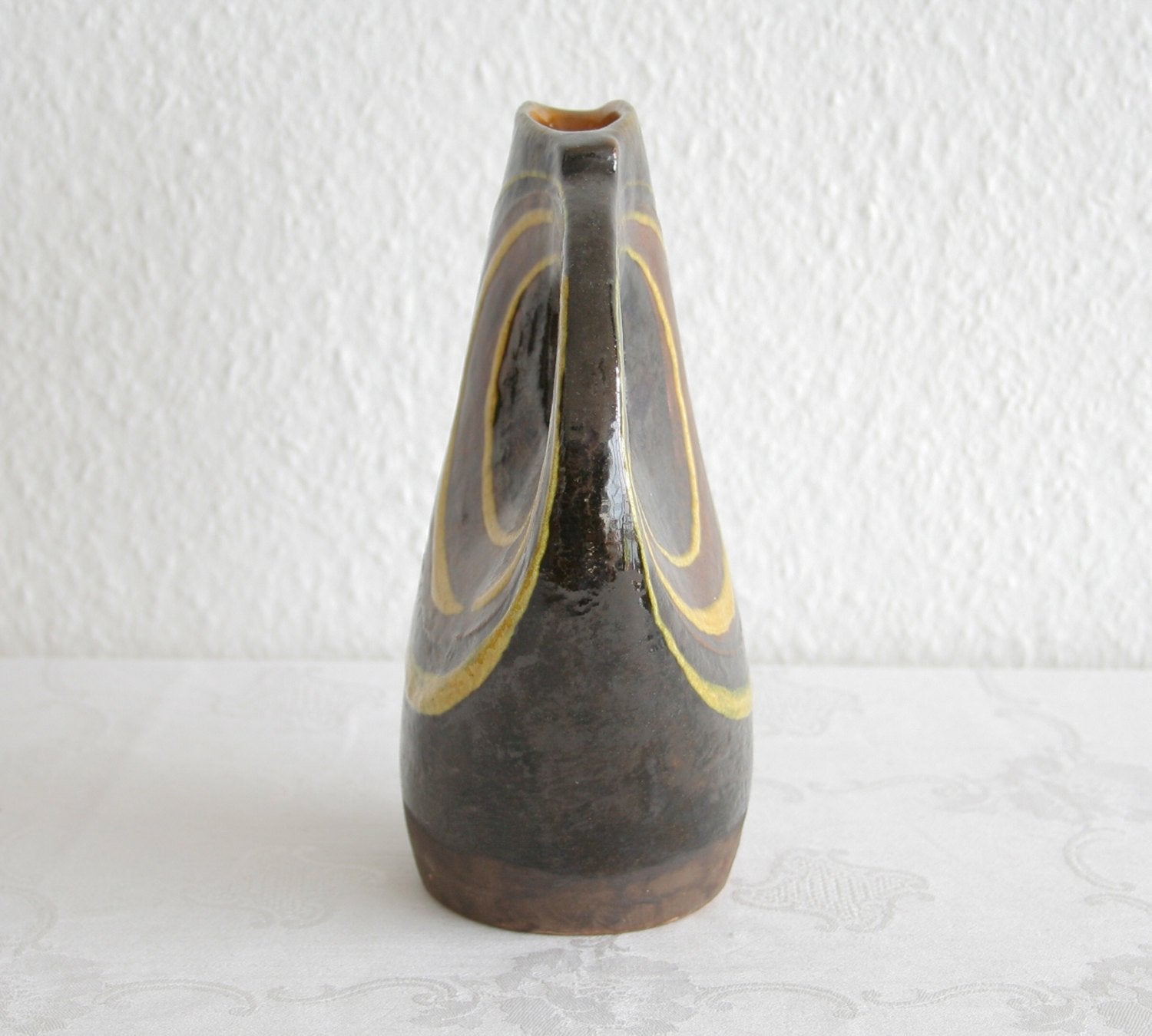 HENRY CLANTE Studio Yellow Black Glazed Ceramic Flask Vase Mollaris.com 
