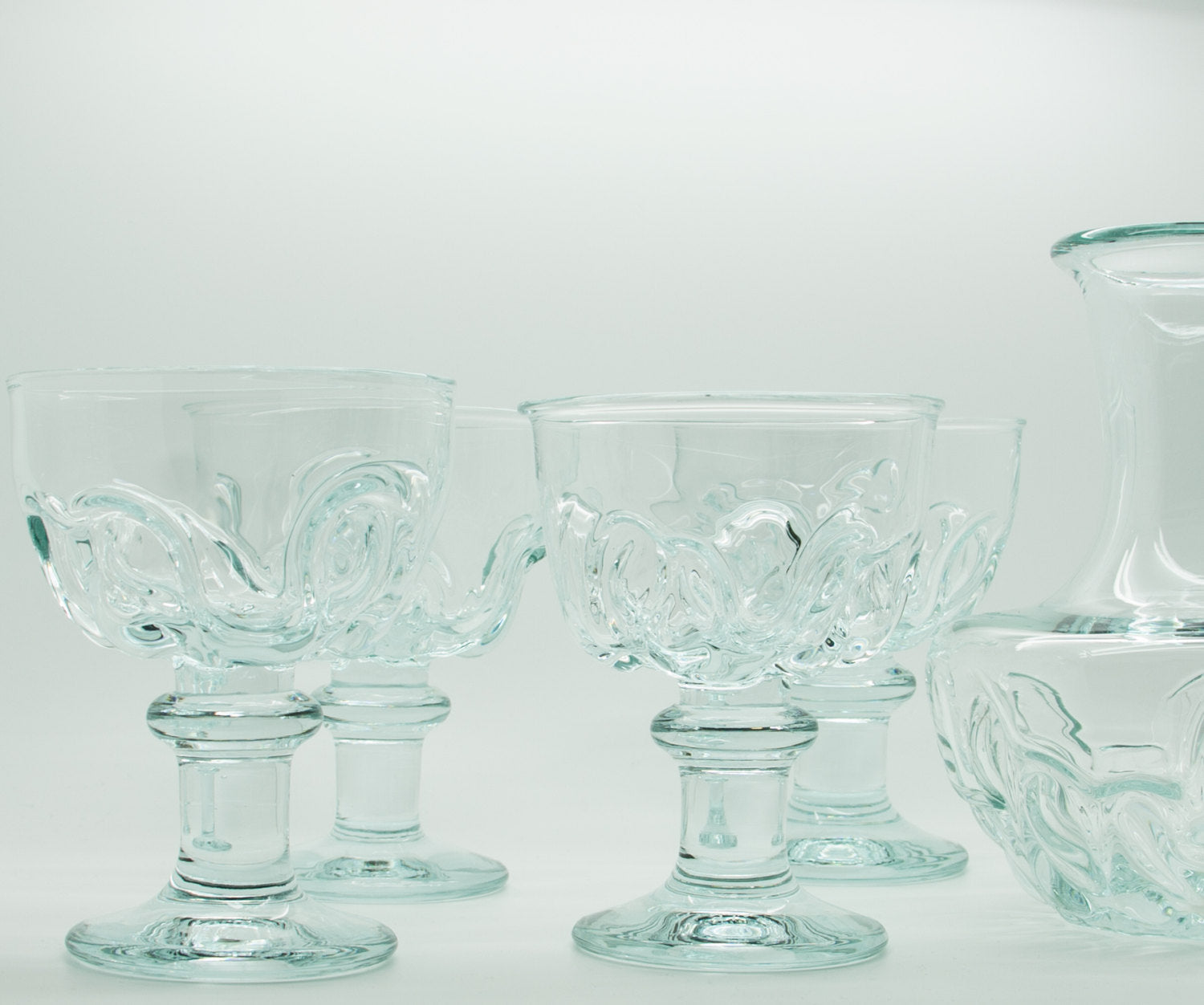 Holmegaard 150th Anniversary BANQUET Set Decanter + 4 Wine Crystal Glass Goblets Mollaris.com 
