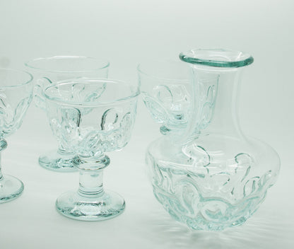 Holmegaard 150th Anniversary BANQUET Set Decanter + 4 Wine Crystal Glass Goblets Mollaris.com 