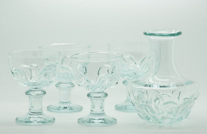 Holmegaard 150th Anniversary BANQUET Set Decanter + 4 Wine Crystal Glass Goblets Mollaris.com 