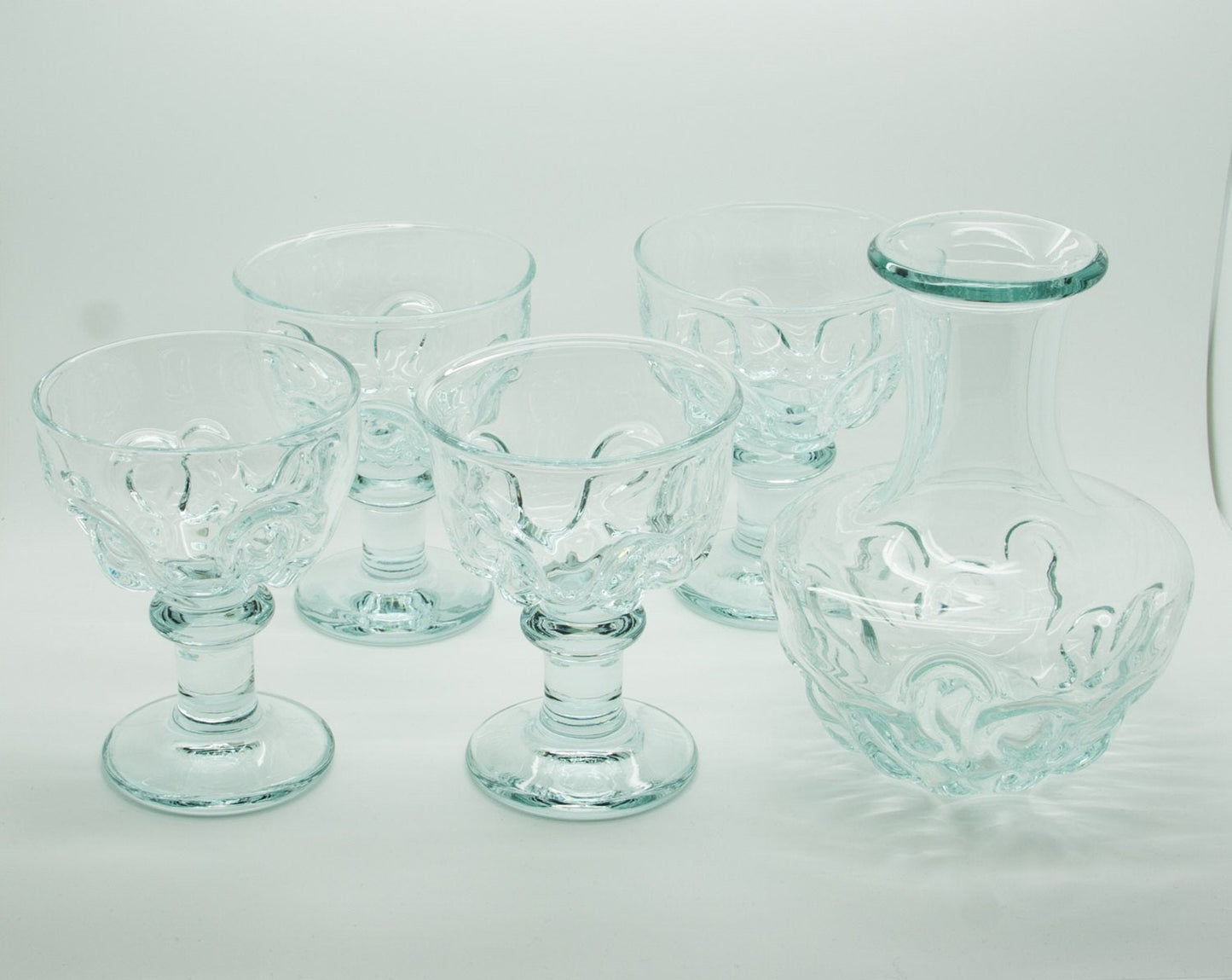 Holmegaard 150th Anniversary BANQUET Set Decanter + 4 Wine Crystal Glass Goblets Mollaris.com 