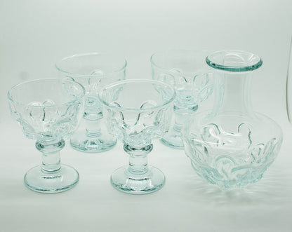 Holmegaard 150th Anniversary BANQUET Set Decanter + 4 Wine Crystal Glass Goblets Mollaris.com 