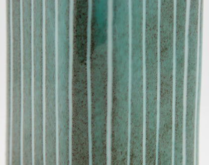 JACOB BANG Hegnetslund Square Green Striped Ceramic Vase Mollaris.com 
