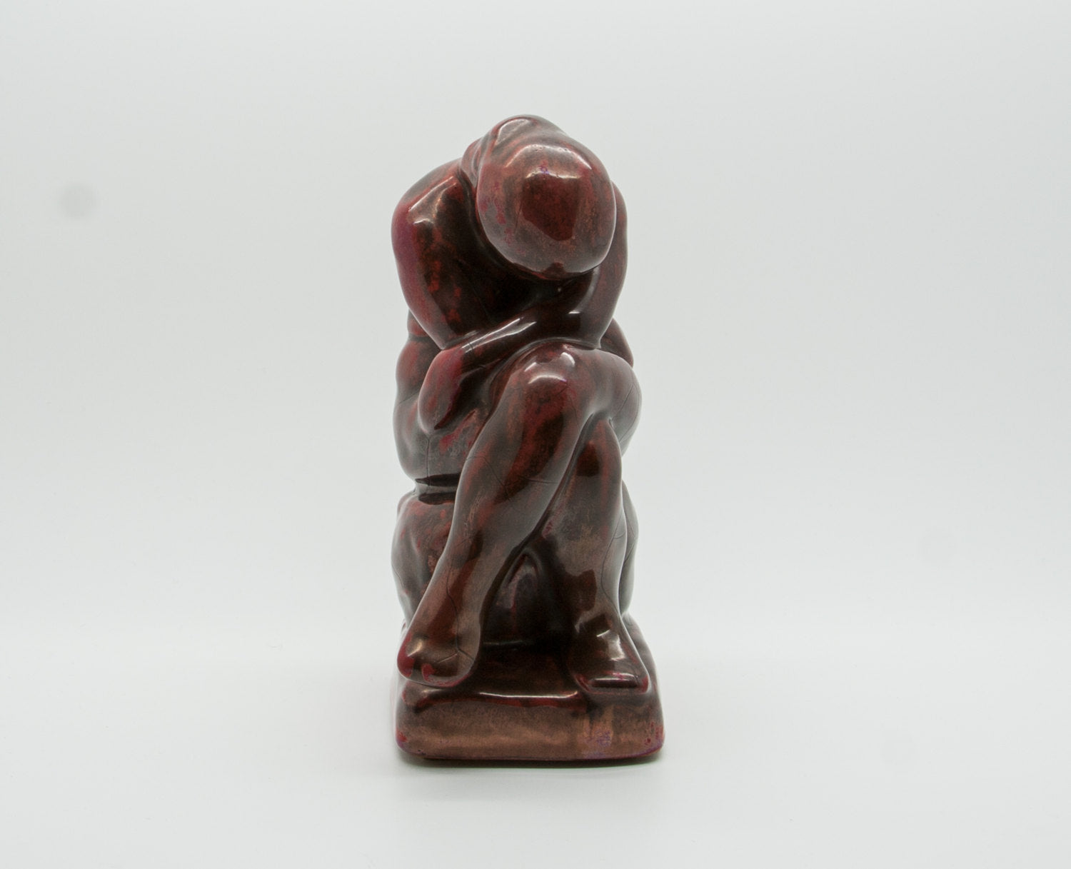 KAI NIELSEN L. Hjorth Deep Red and Brown Glazed Grieving Woman Stoneware Sculpture Mollaris.com 