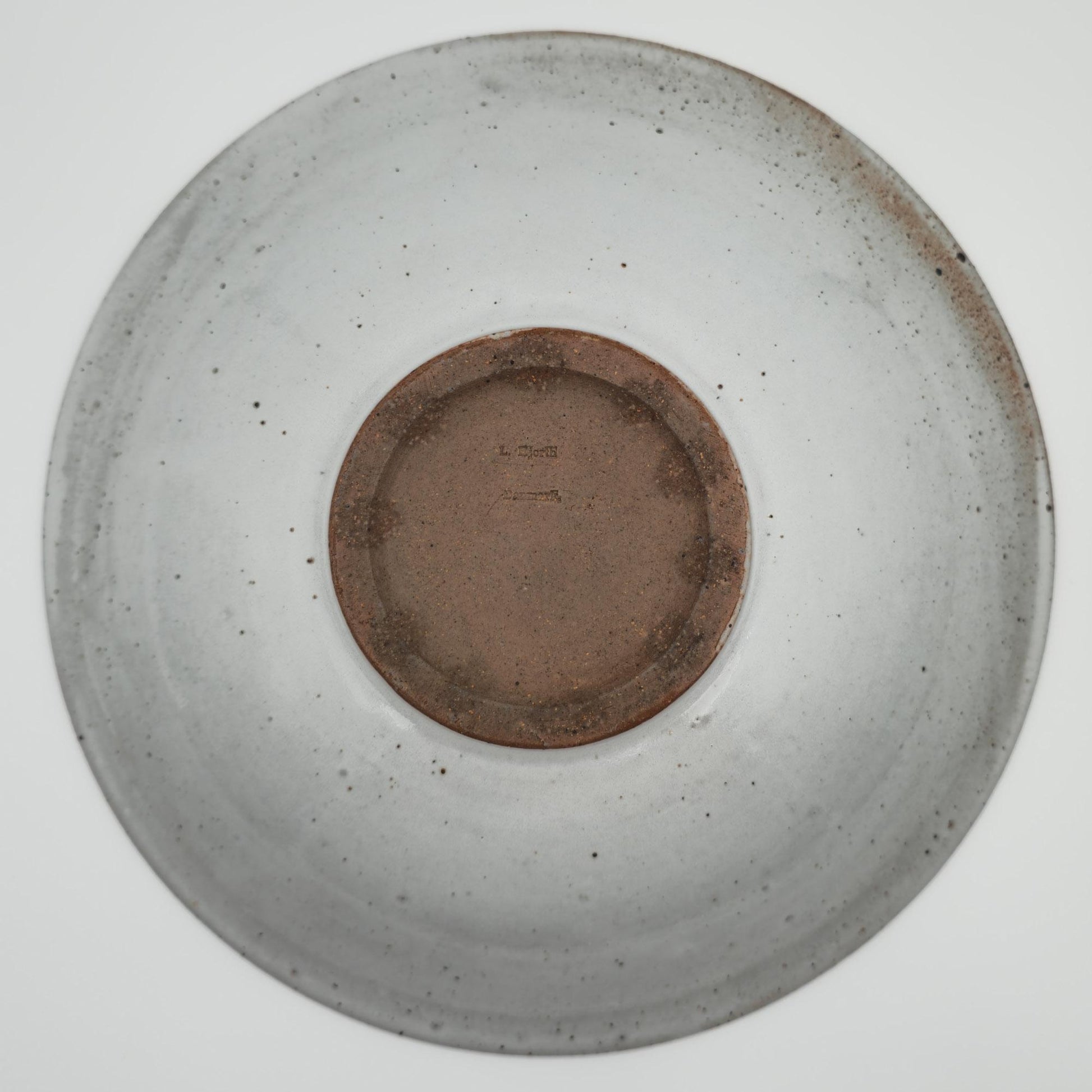 L. HJORTH Blue Roosters and Hens Decorated Stoneware Dish Mollaris.com 