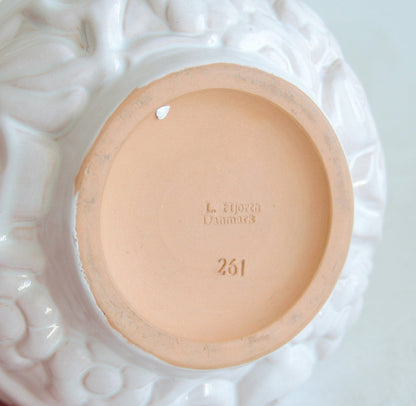L. HJORTH Round White Glazed Openwork Ceramic Lidded Box Mollaris.com 