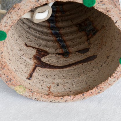 LENE REGIUS Nautilus Patterned Dark Blue Glazed Black Speckled Stoneware Table Lamp Mollaris.com 