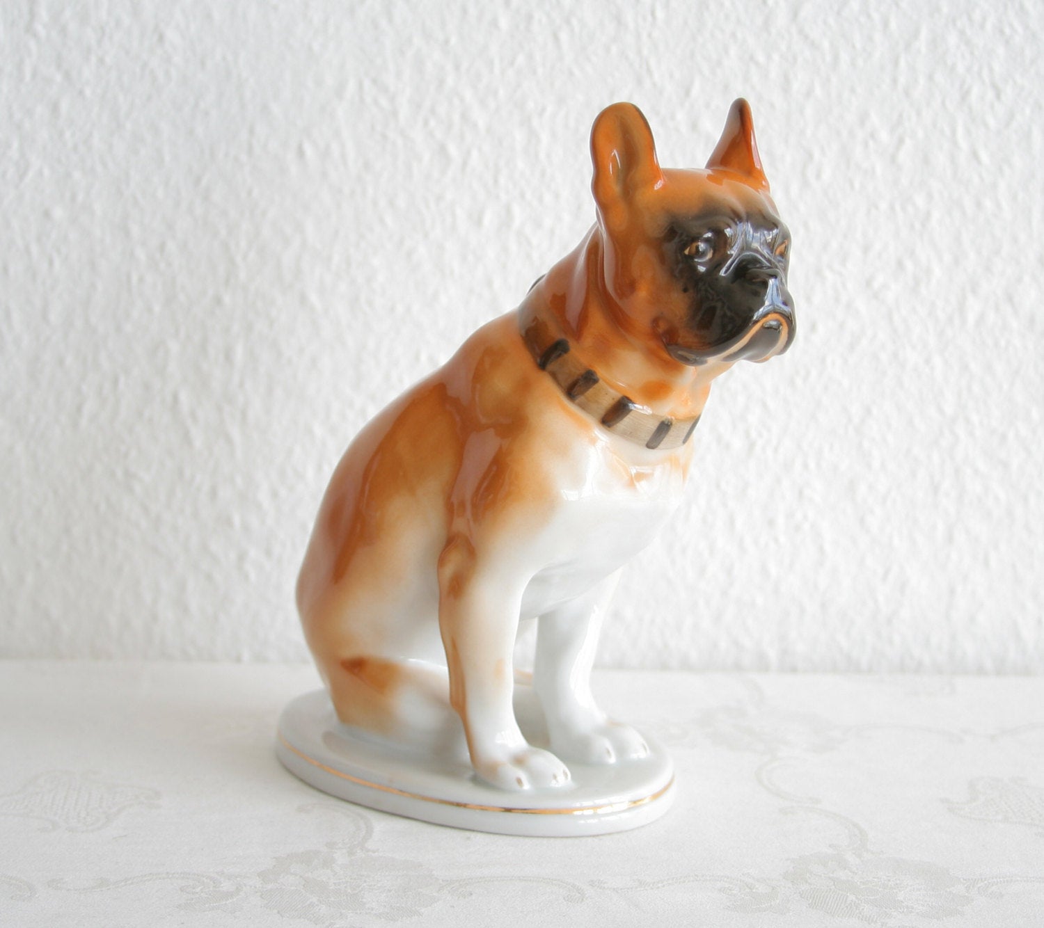LOMONOSOV French Bulldog Pug Porcelain Sculpture Mollaris.com 