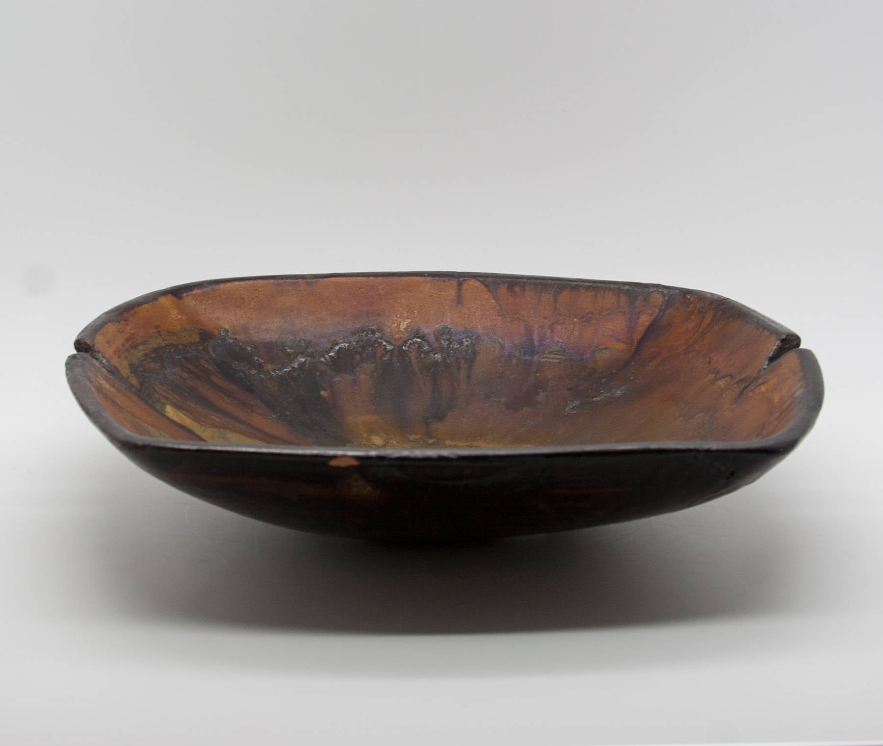 MARCELLO FANTONI Orange Brown Glazed Stoneware Tray Bowl Mollaris.com 