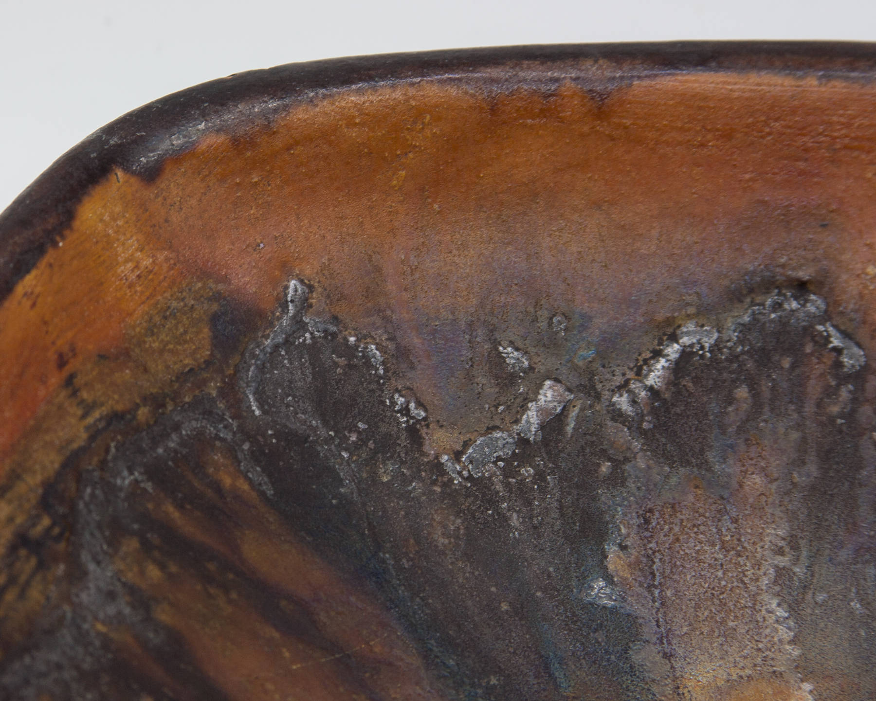 MARCELLO FANTONI Orange Brown Glazed Stoneware Tray Bowl Mollaris.com 
