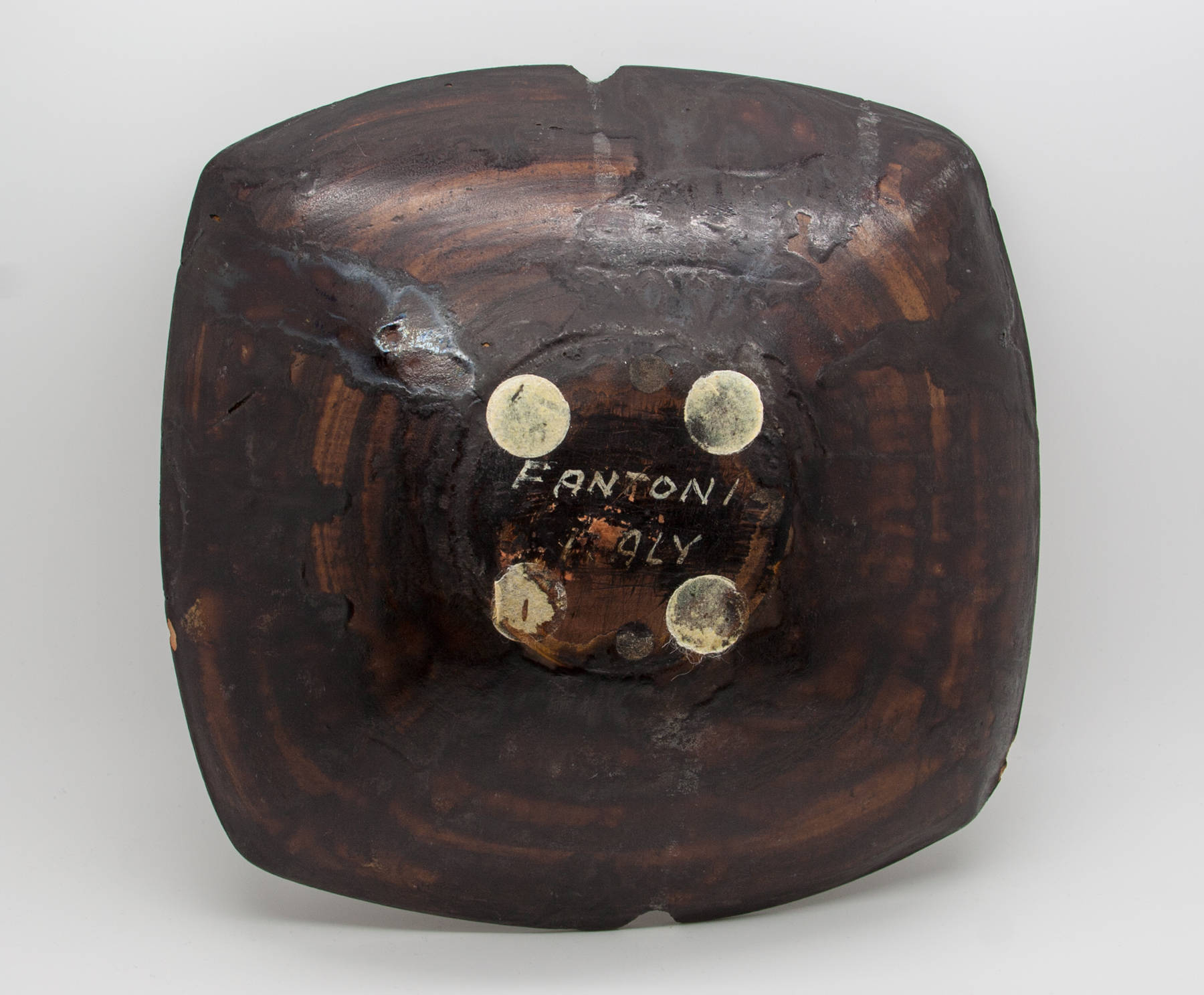 MARCELLO FANTONI Orange Brown Glazed Stoneware Tray Bowl Mollaris.com 
