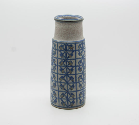 MARIANNE STARCK / MICHAEL ANDERSEN Geometric Patterned Blue Grey Glazed Stoneware Vase Mollaris.com 