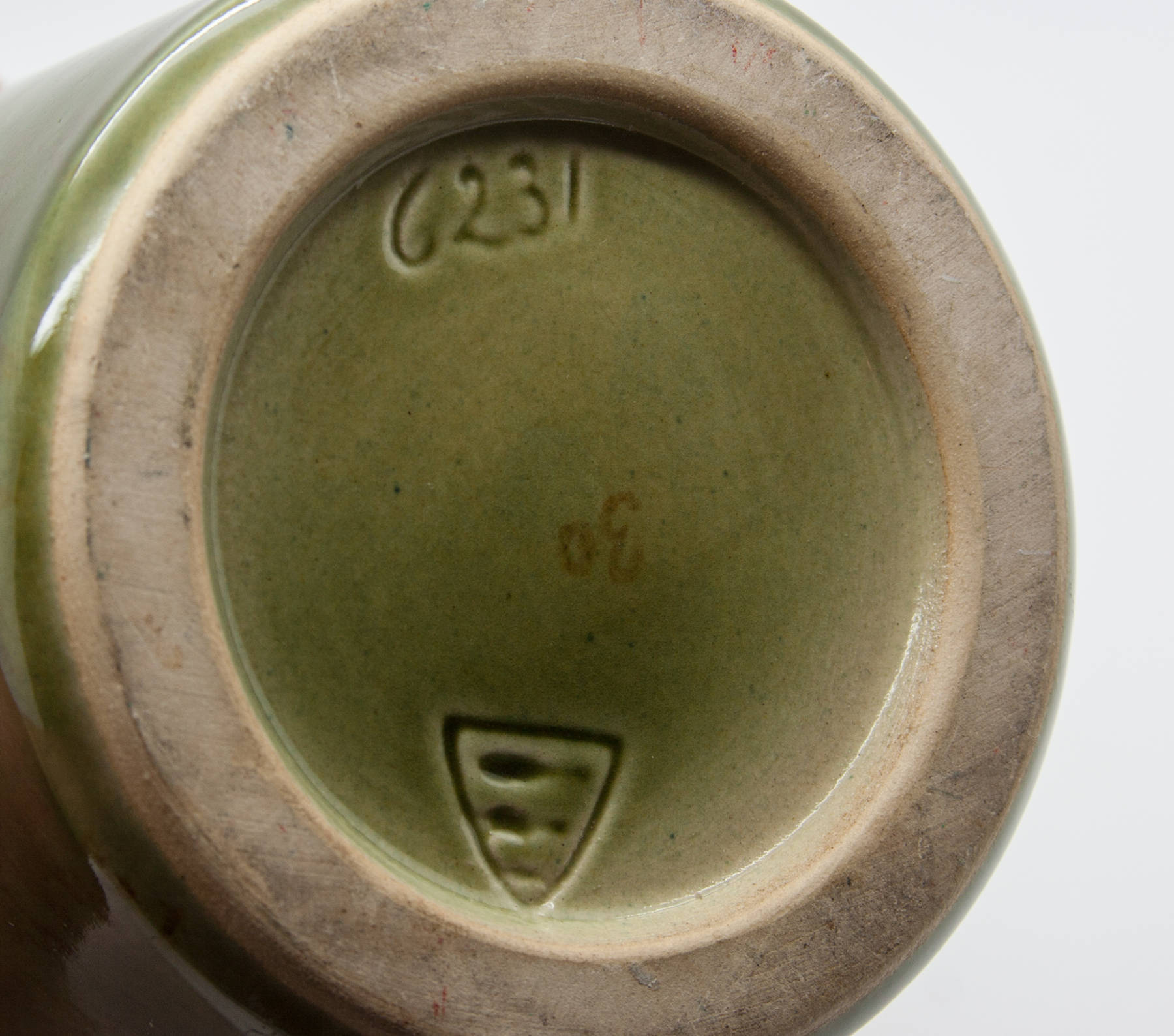 MARIANNE STARCK / MICHAEL ANDERSEN Green Glazed Stoneware Vase Mollaris.com 