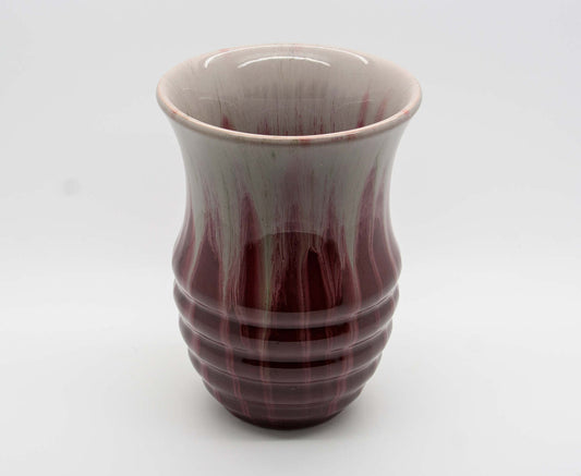 MICHAEL ANDERSEN Art Nouveau Free Flow Red White Glazed Ribbed Stoneware Vase Mollaris.com 