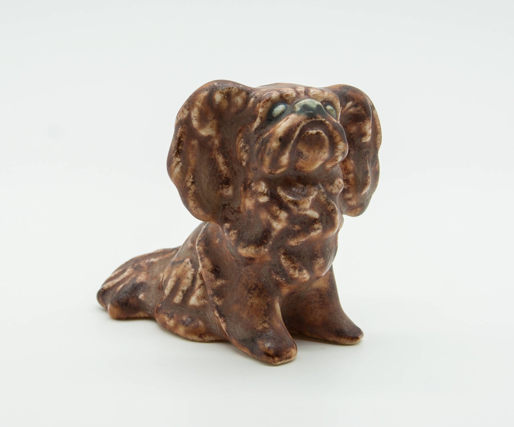 MICHAEL ANDERSEN Brown Glazed Stoneware Pekingese Puppy Figurine Mollaris.com 