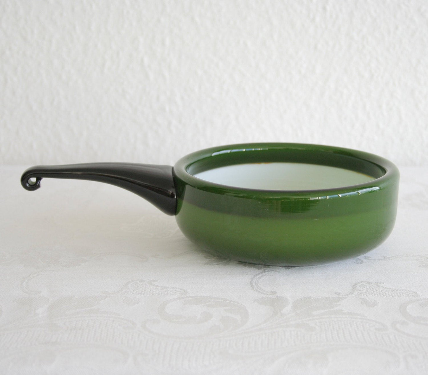 MICHAEL BANG Kastrup Holmegaard PALET Large Emerald Green Handled Cased Glass Bowl Mollaris.com 