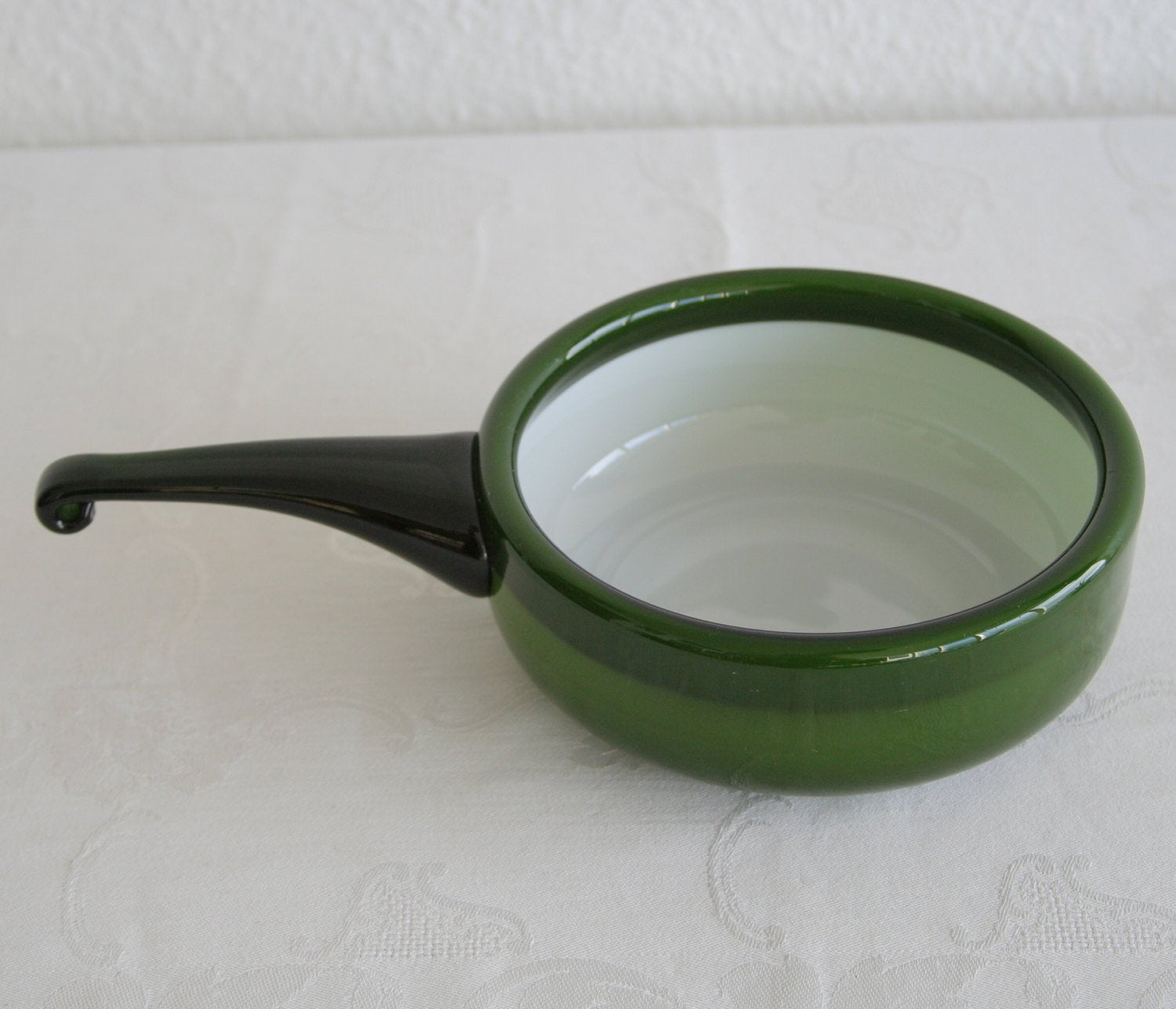 MICHAEL BANG Kastrup Holmegaard PALET Large Emerald Green Handled Cased Glass Bowl Mollaris.com 