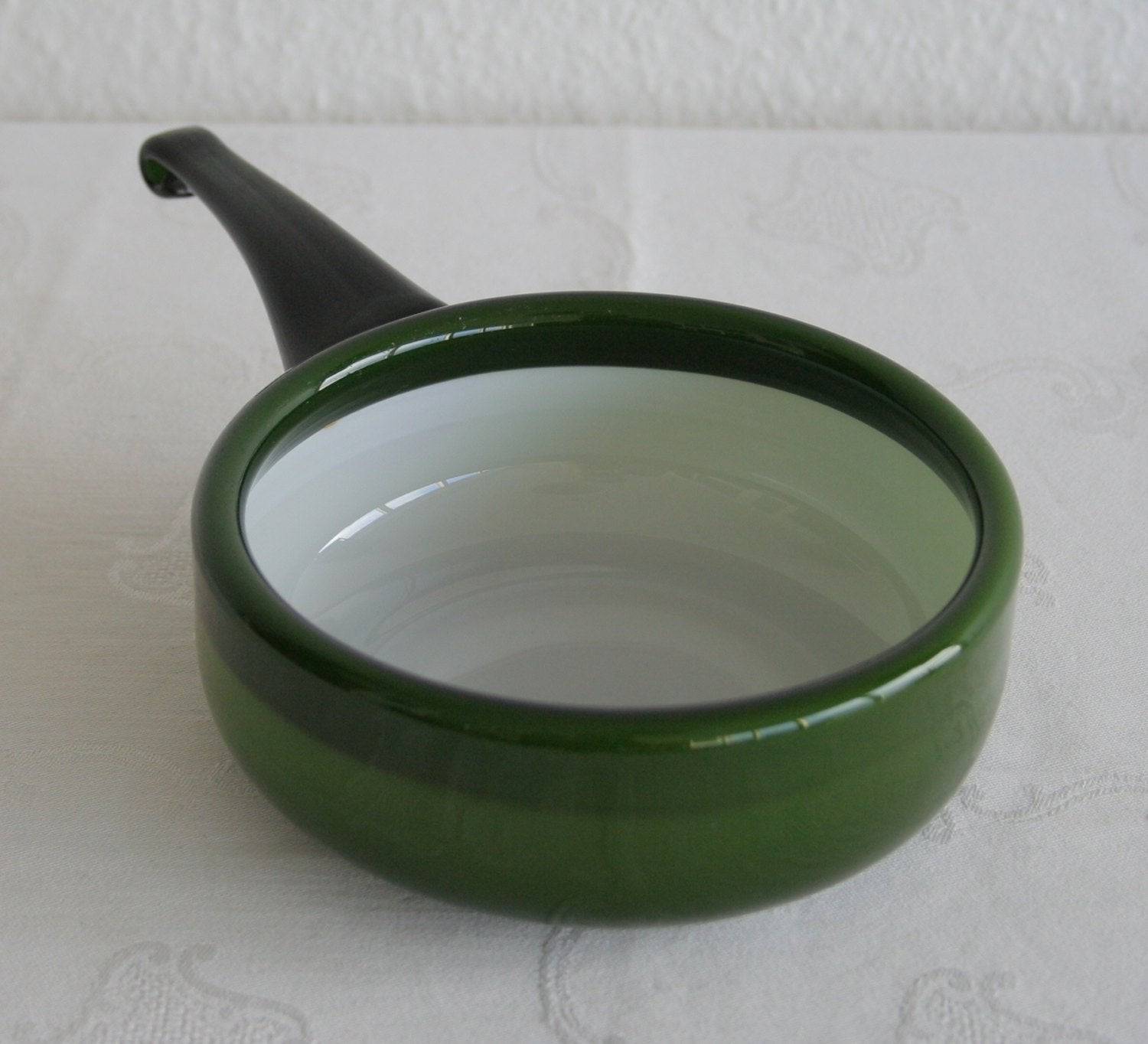MICHAEL BANG Kastrup Holmegaard PALET Large Emerald Green Handled Cased Glass Bowl Mollaris.com 