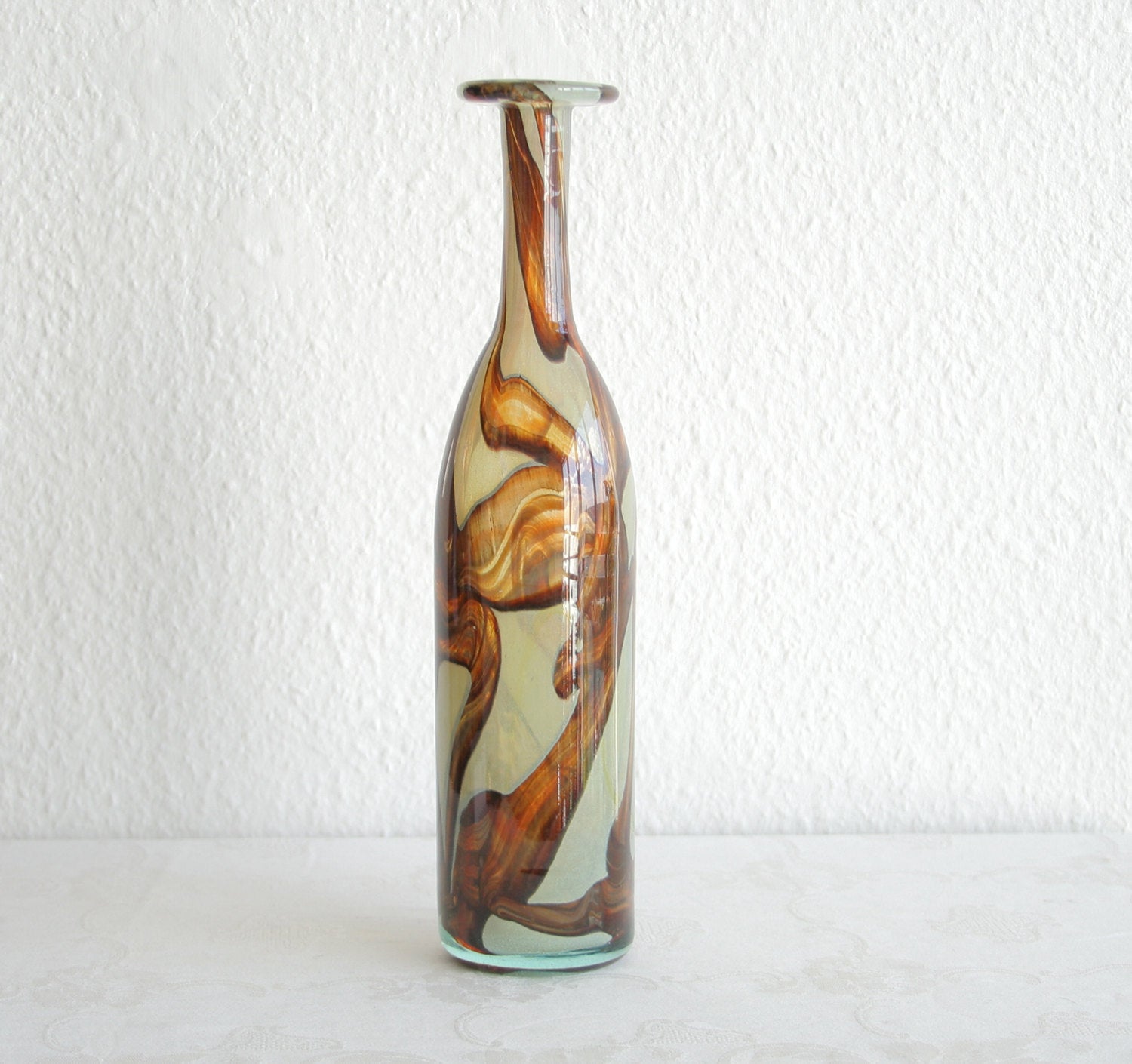 MICHAEL HARRIS Mdina Studio Tiger Pattern Glass Bottle Vase Mollaris.com 