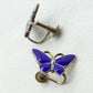 Modernist Blue Enamel Butterfly Screw-back Solid Sterling Silver (925S) Earrings Mollaris.com 