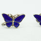 Modernist Blue Enamel Butterfly Screw-back Solid Sterling Silver (925S) Earrings Mollaris.com 