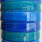 Monumental Bitossi ALDO LONDI Blue & Green Glazed Horizontal Bands Ceramic Table / Floor Lamp Mollaris.com 