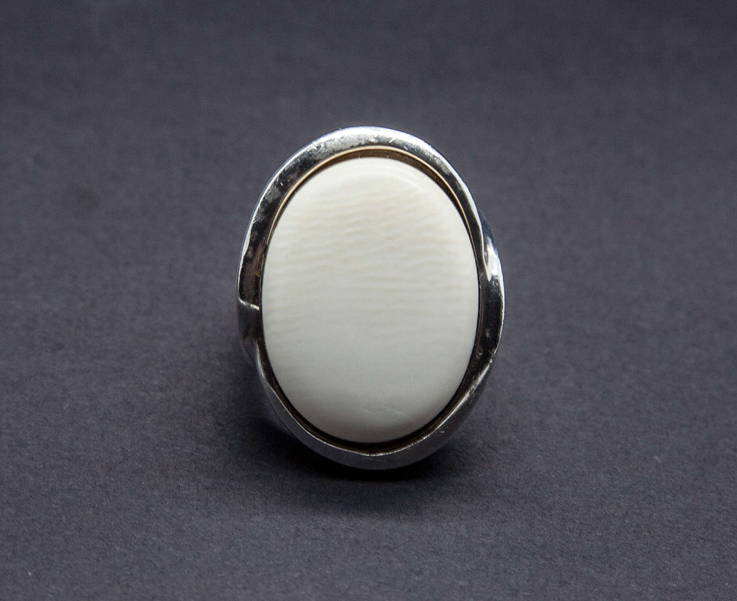 NIELS ERIK FROM Modernist Faux Ivory Cabochon Solid Sterling Silver Ring (925S) Mollaris.com 