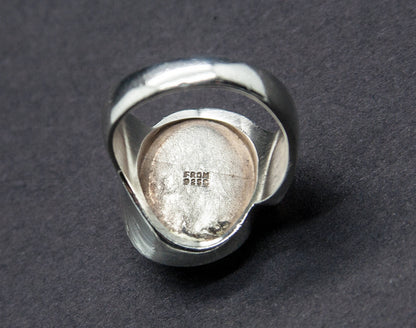 NIELS ERIK FROM Modernist Faux Ivory Cabochon Solid Sterling Silver Ring (925S) Mollaris.com 