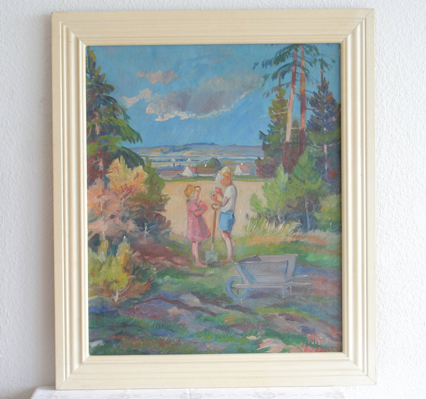 NIS STOUGAARD Children in a Field on Bornholm Painting Mollaris.com 