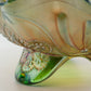 NORTHWOOD Carnival Glass Apple Green SUNFLOWER Spatula Footed Bowl Mollaris.com 