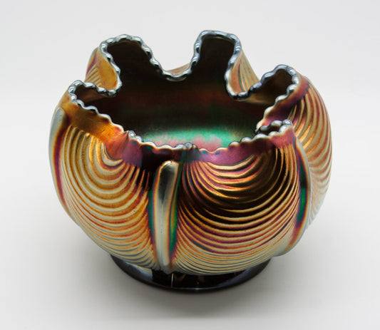 NORTHWOOD Carnival Glass Purple Amethyst DRAPERY Rose Bowl Rosebowl Mollaris.com 