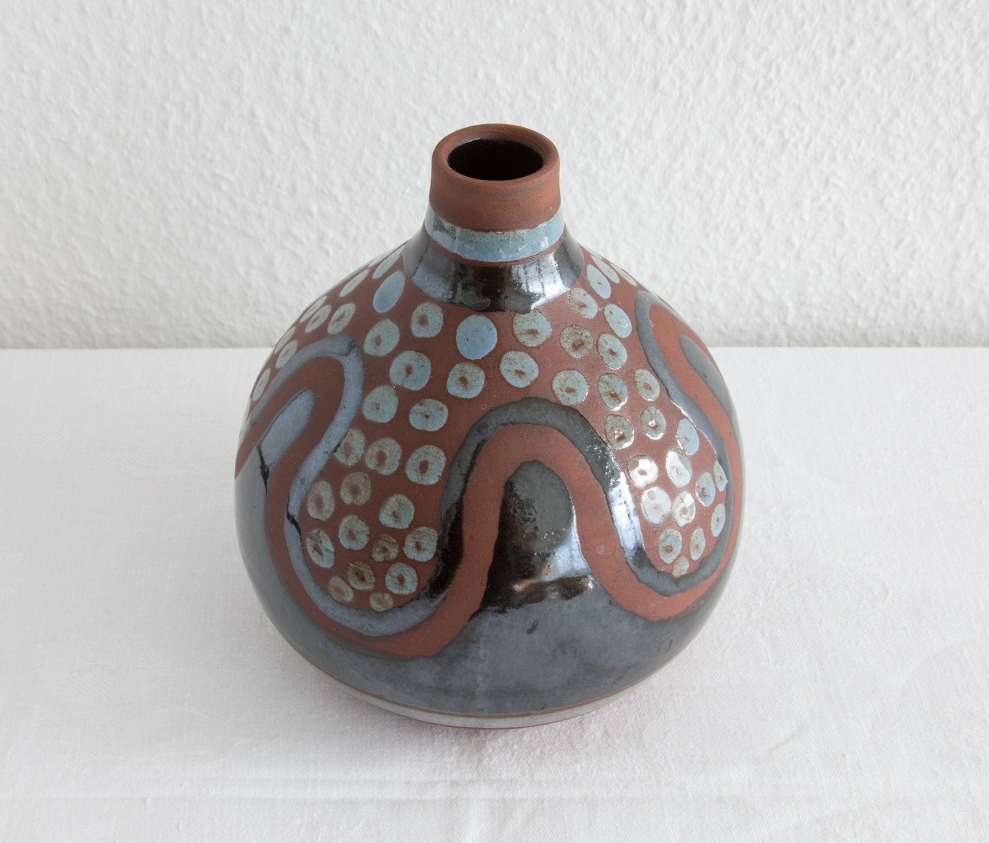 OSA Aase Frederiksen Abstract Grey Black Decorated Ceramic Vase Mollaris.com 