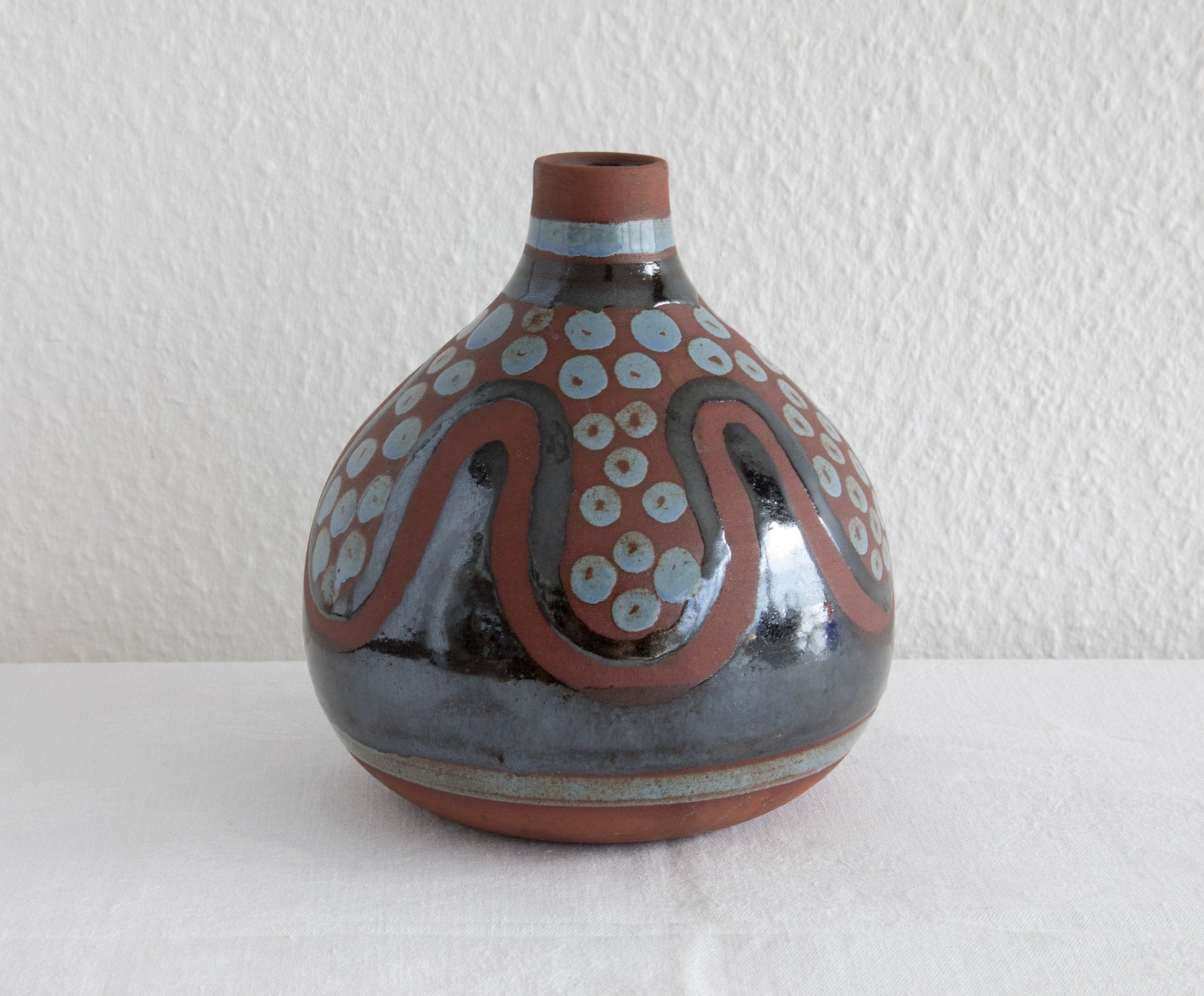 OSA Aase Frederiksen Abstract Grey Black Decorated Ceramic Vase Mollaris.com 