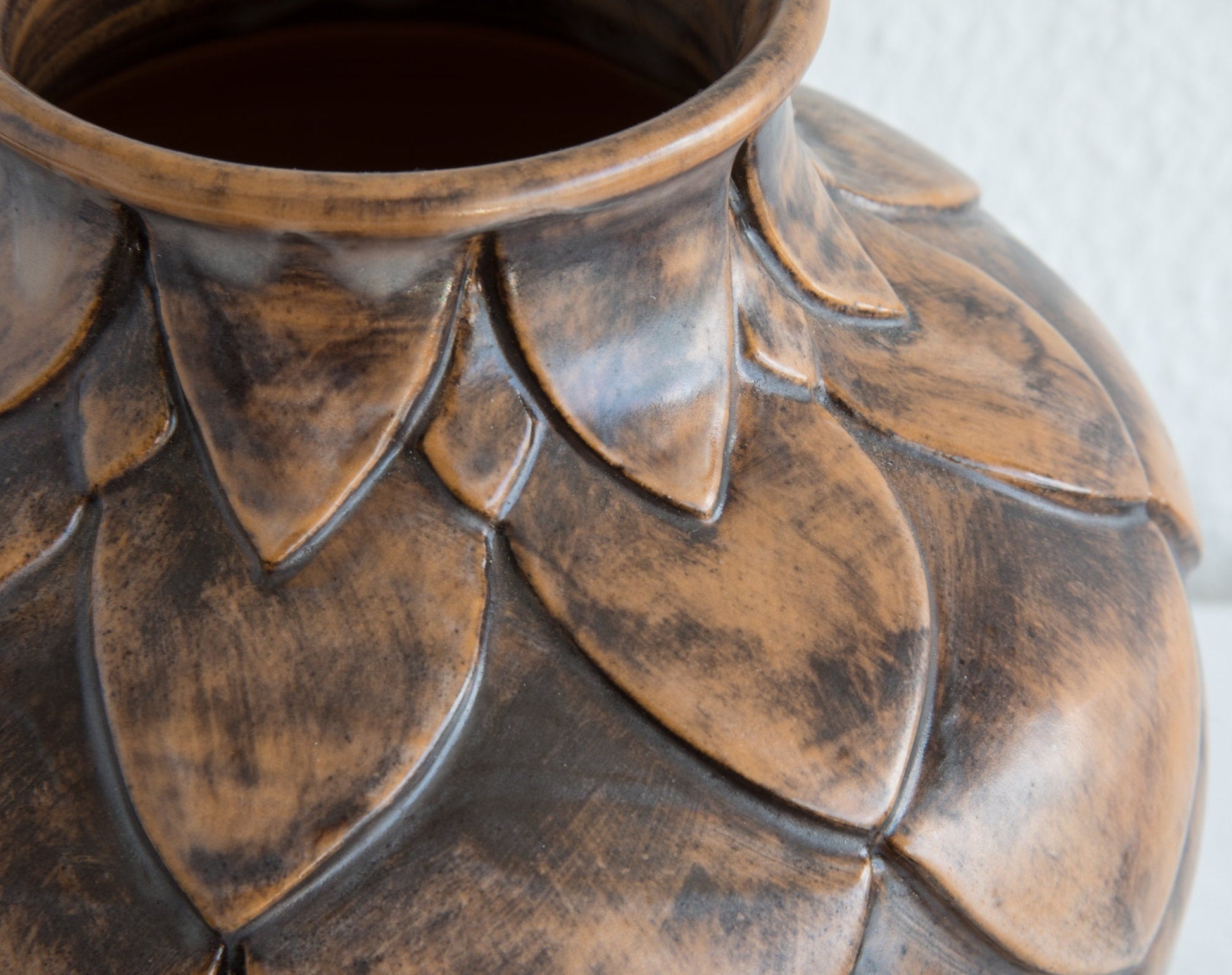 OVE RASMUSSEN Large Unique Brown Glazed Ceramic Vase Mollaris.com 
