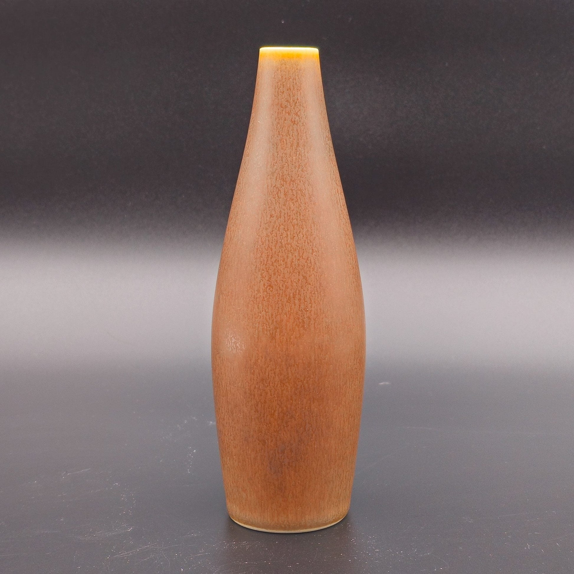 PER LINNEMANN SCHMIDT PALSHUS DARK BROWN HAREFUR GLAZED TORPEDO STONEWARE VASE | 20TH CENTURY Mollaris.com 