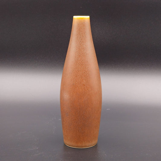 PER LINNEMANN SCHMIDT PALSHUS DARK BROWN HAREFUR GLAZED TORPEDO STONEWARE VASE | 20TH CENTURY Mollaris.com 
