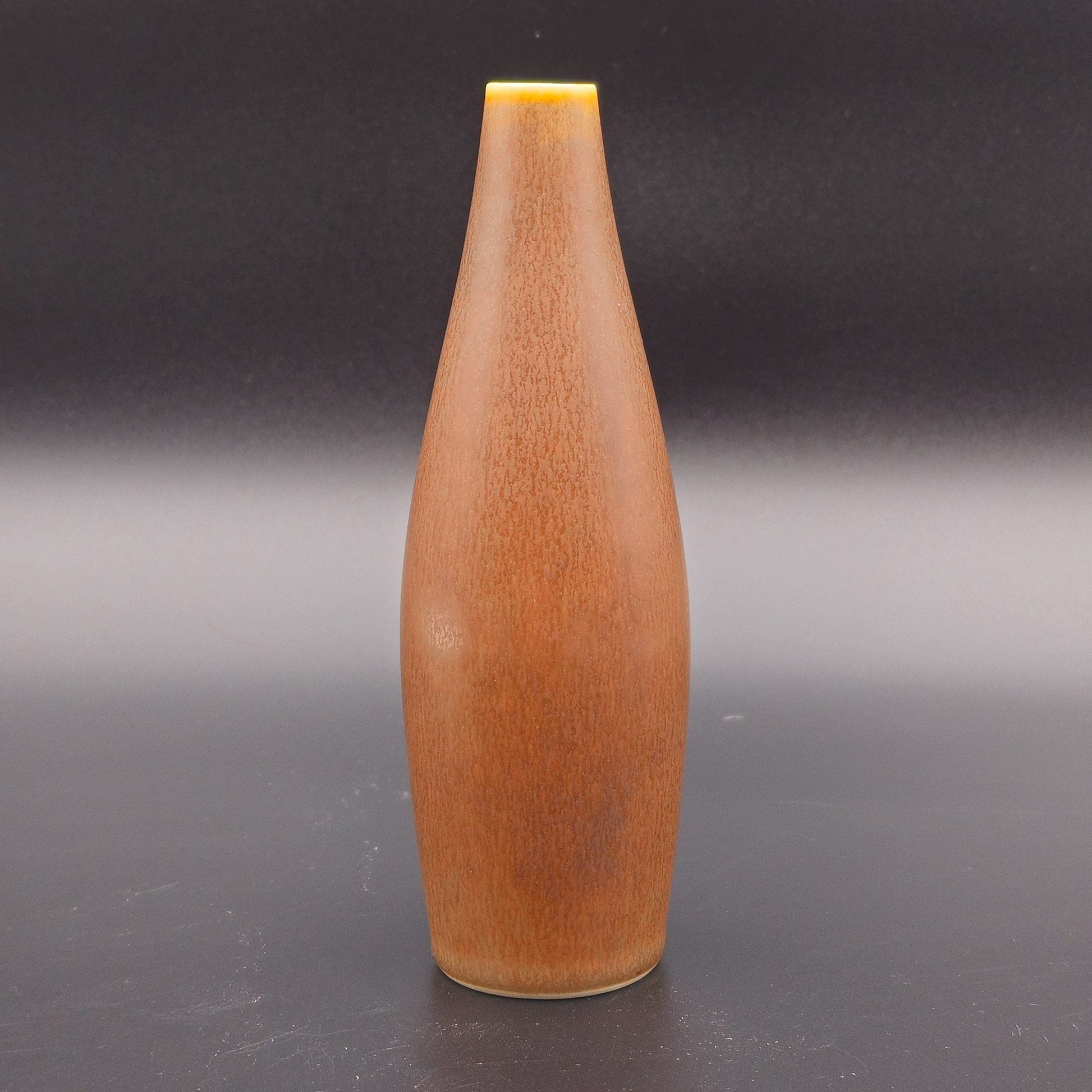 PER LINNEMANN SCHMIDT PALSHUS DARK BROWN HAREFUR GLAZED TORPEDO STONEWARE VASE | 20TH CENTURY Mollaris.com 