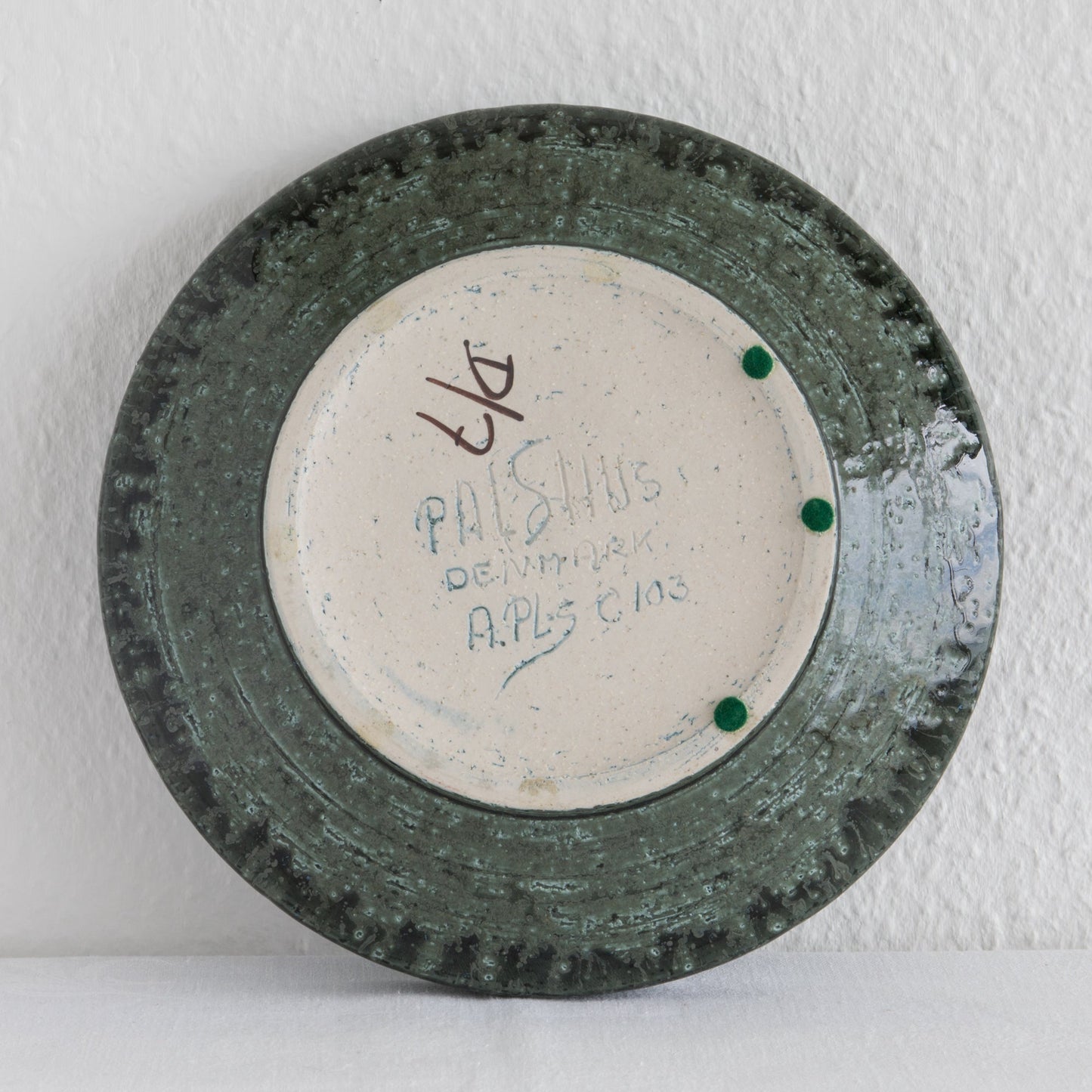 PER LINNEMANN SCHMIDT Palshus Large Green Blue Speckled Glazed Stoneware Tray Mollaris.com 