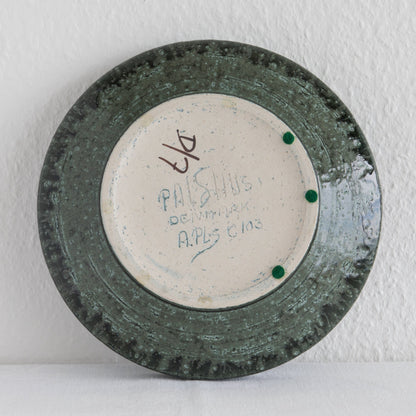 PER LINNEMANN SCHMIDT Palshus Large Green Blue Speckled Glazed Stoneware Tray Mollaris.com 