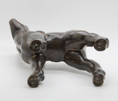 PETER HALD Brown Glazed Stoneware Fawn Sculpture Mollaris.com 
