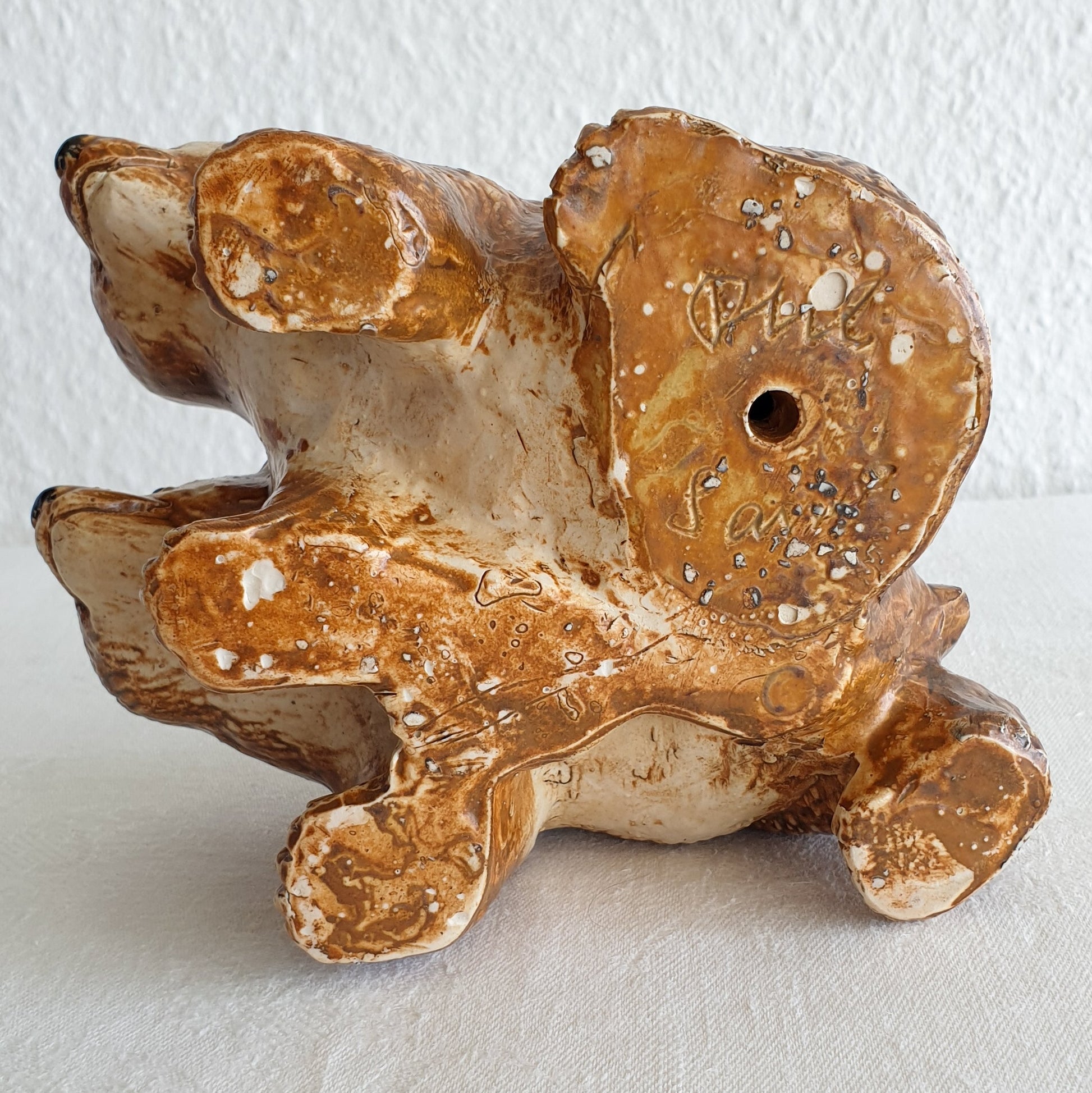 POUL HAUCH CARLSEN Brown Glazed Bears Stoneware Sculpture Mollaris.com 