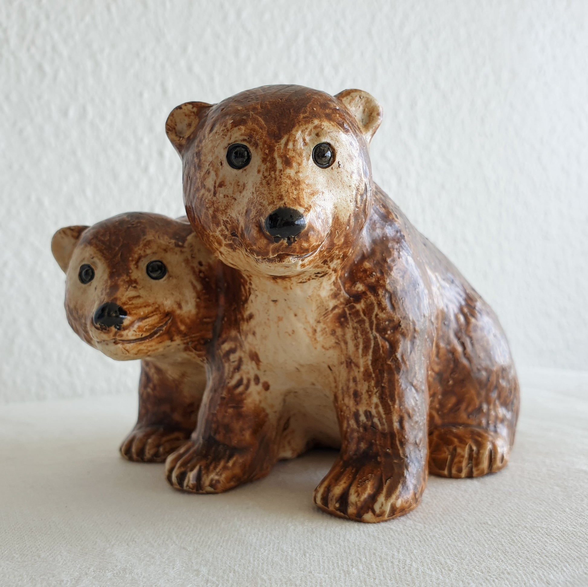 POUL HAUCH CARLSEN Brown Glazed Bears Stoneware Sculpture Mollaris.com 